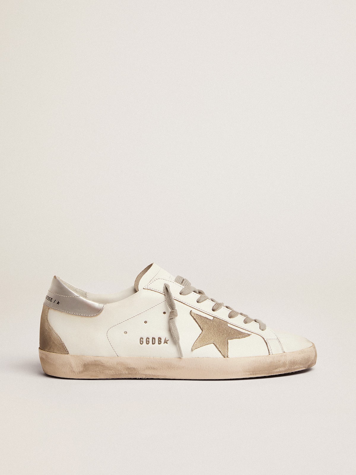 Men's Leather Low-Top Trainers with Gold-Tone Star