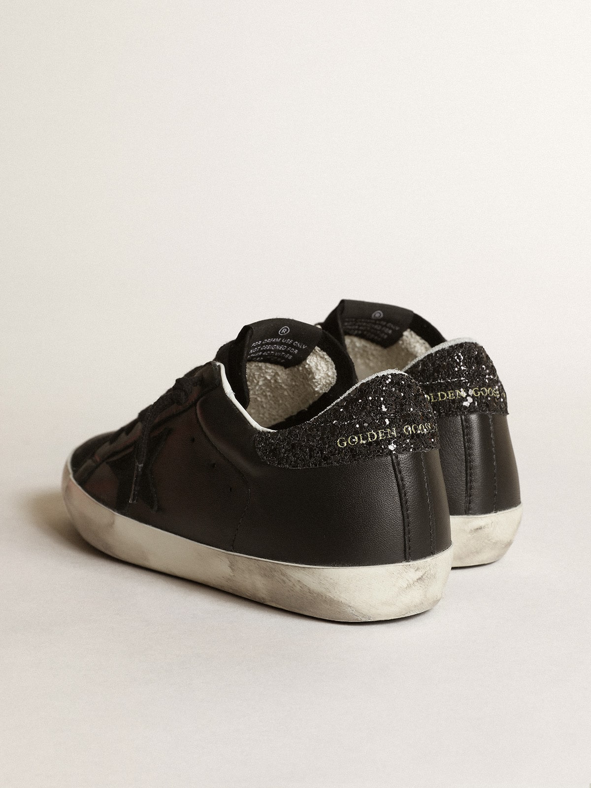 Women's Vintage-Look Black Leather Trainers