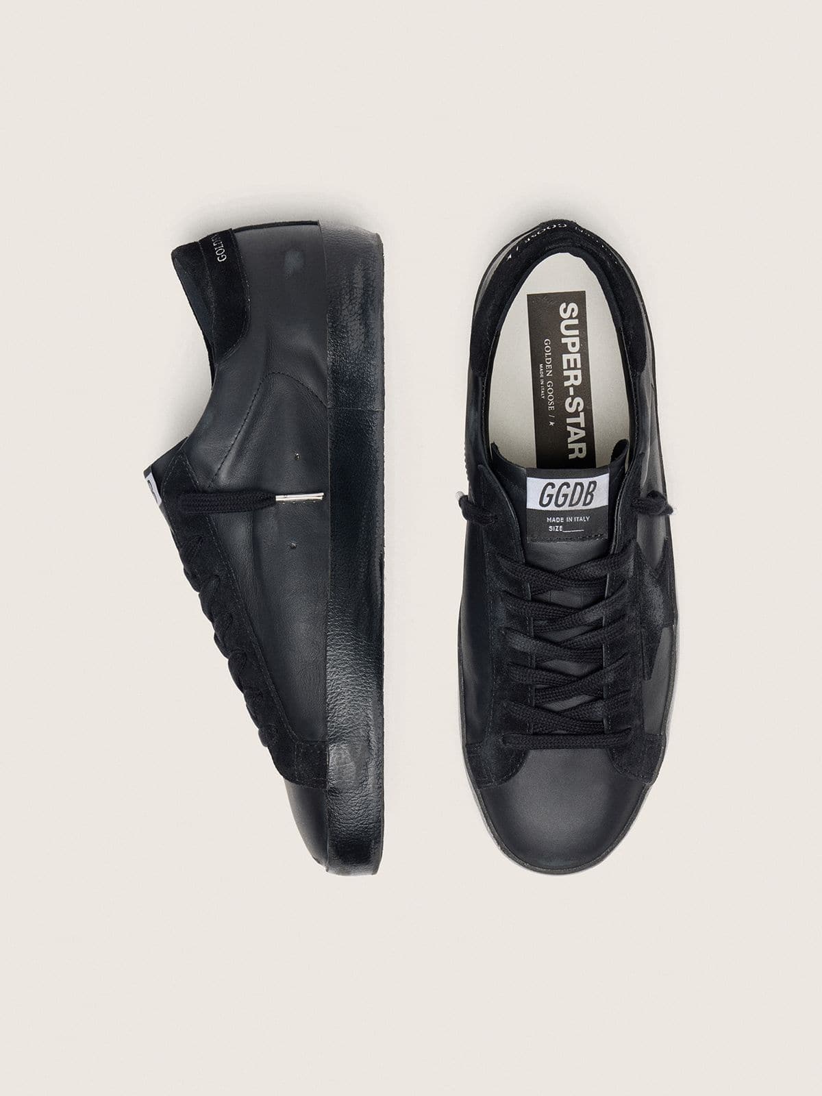 Men's All-Black Low-Top Trainers with Suede Star