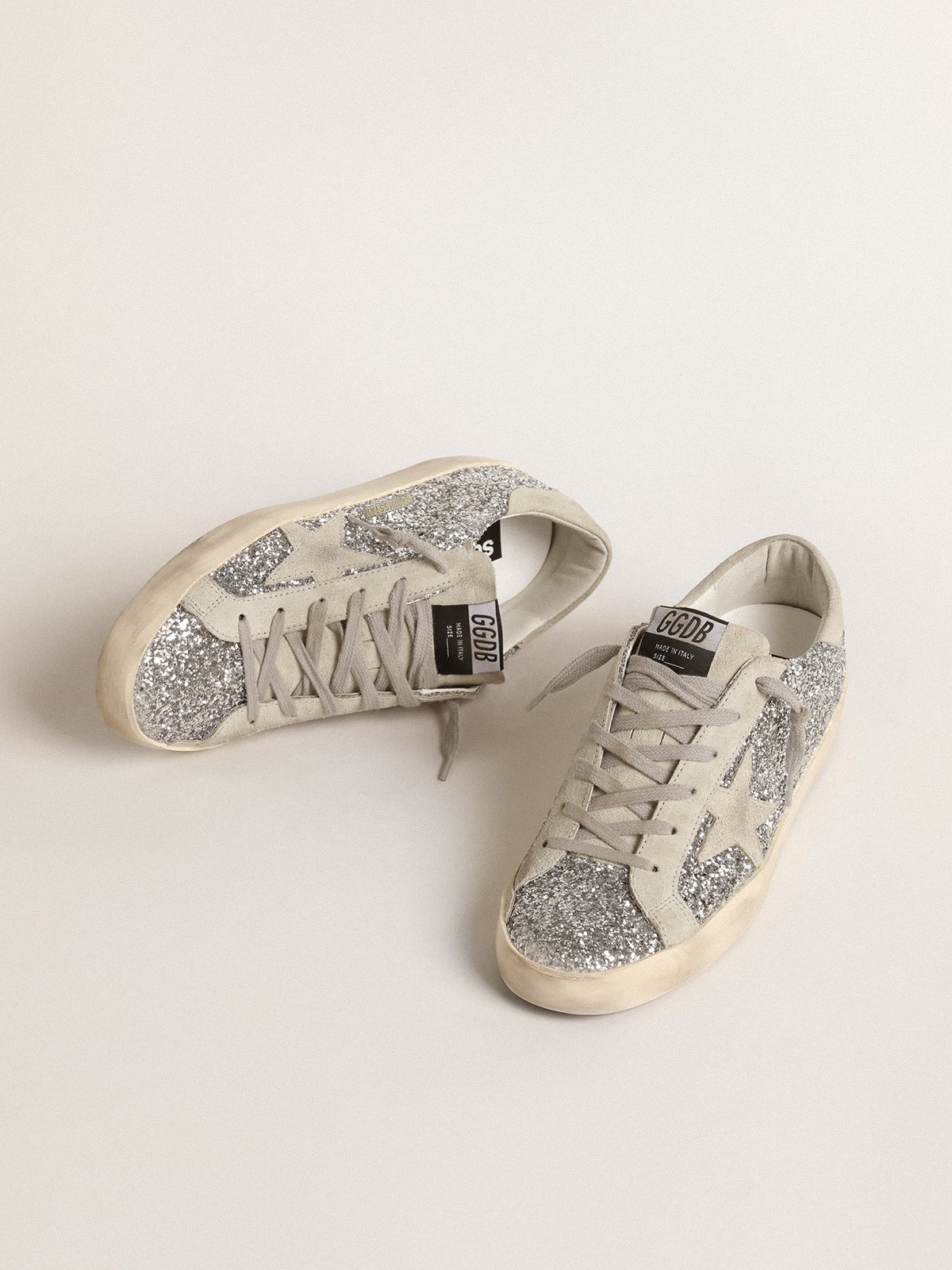 Women's Glitter Low-Top Trainers with Suede Star