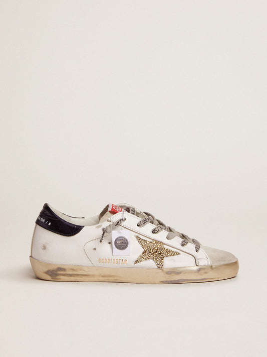 Women's leather low-top sneakers with glitter star