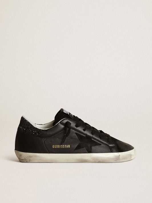 Women's Vintage-Look Black Leather Trainers