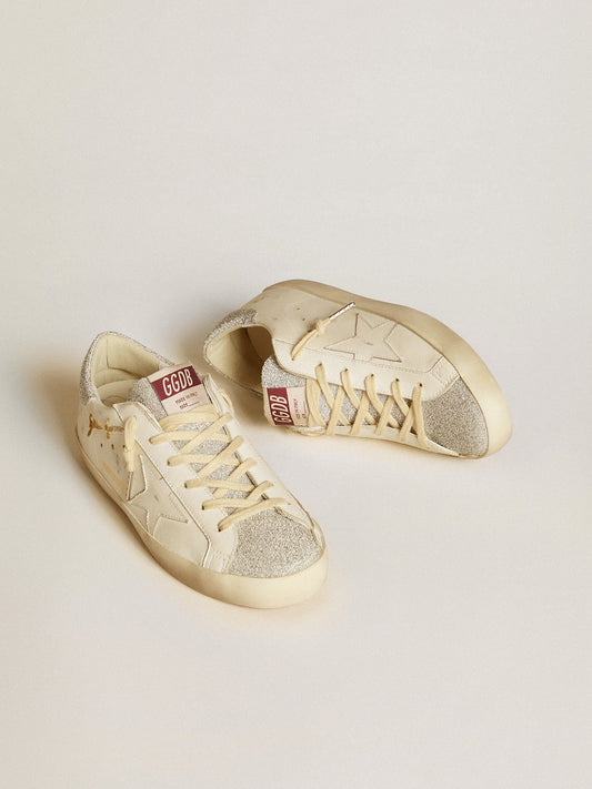 Women's Vintage-Look Trainers with Glitter Toe