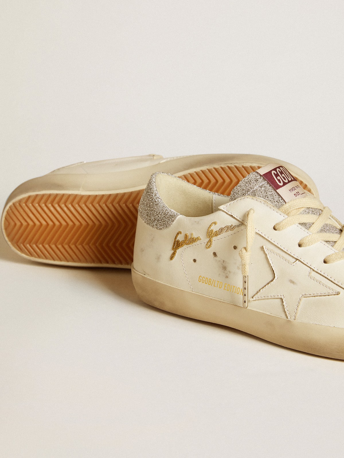 Women's Vintage-Look Trainers with Glitter Toe