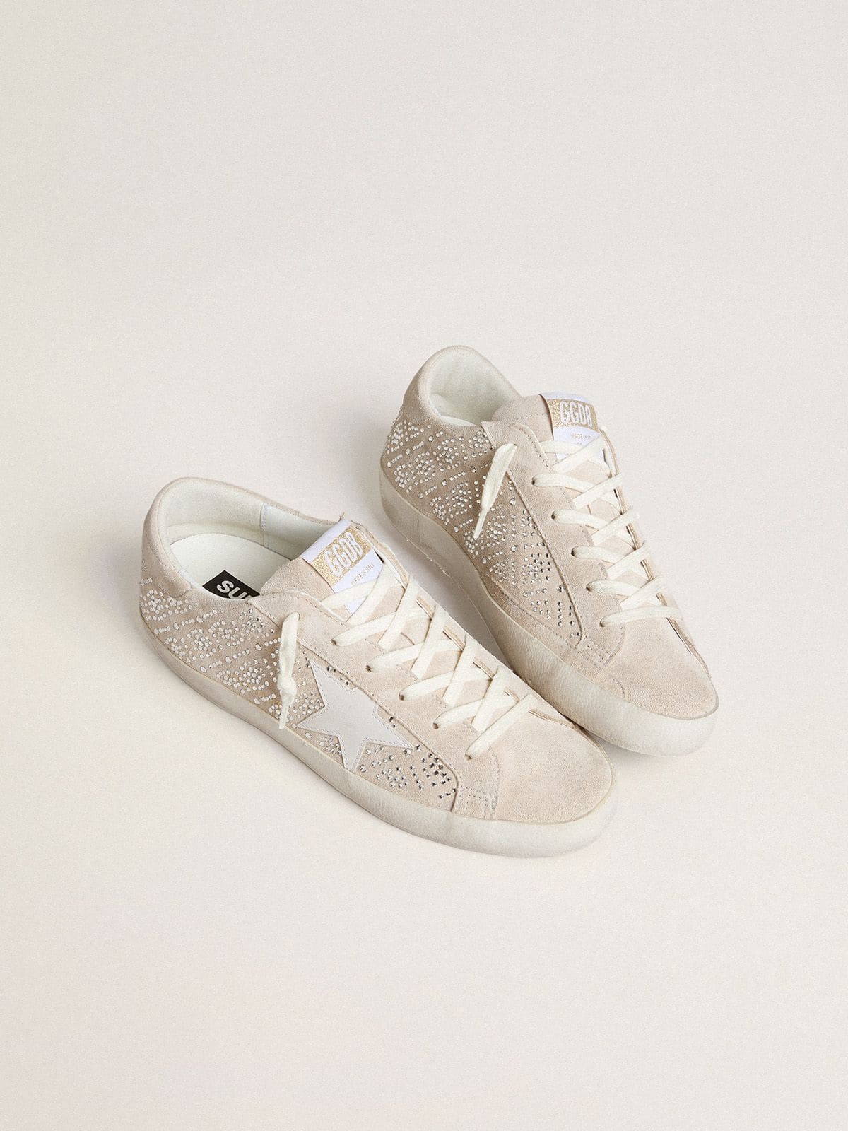 Women's Suede Low-Top Trainers with Rhinestones