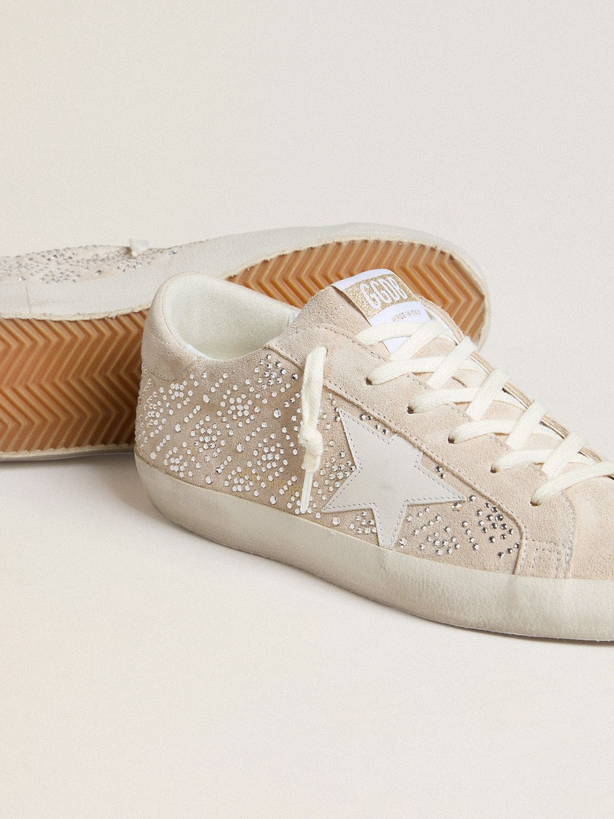 Women's Suede Low-Top Trainers with Rhinestones